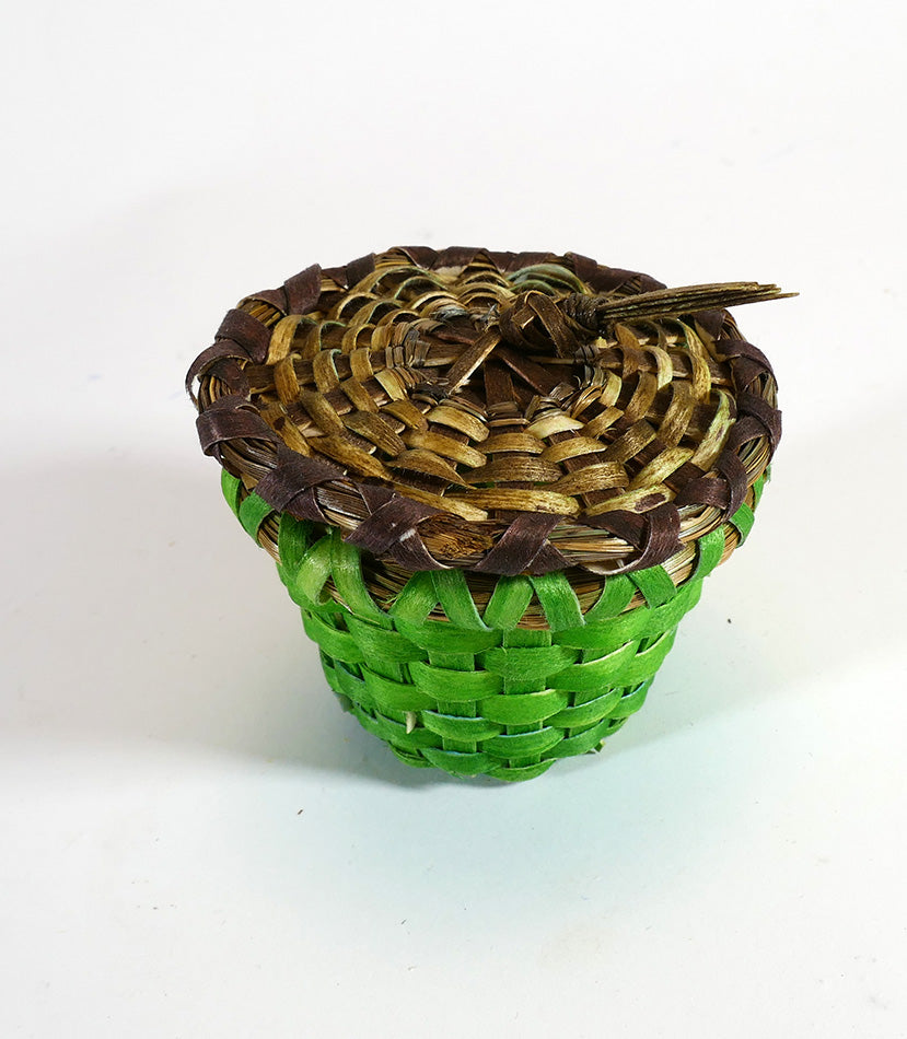 Wabanaki Art Amanda Ennis Maliseet Miniature Green/Brown Basket
