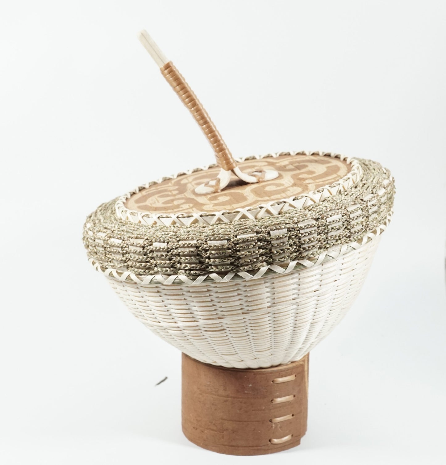 Eric Otter Bacon Passamaquoddy Ash Sweetgrass and Birch Bark Acorn Basket
