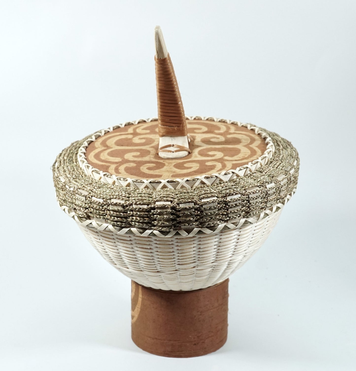 Eric Otter Bacon Passamaquoddy Ash Sweetgrass and Birch Bark Acorn Basket