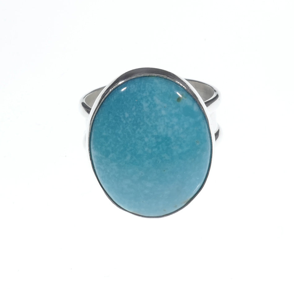 Navajo Jewelry Wide Band Sterling Silver Turquoise Ring (c) Franklin Curtis Crowther