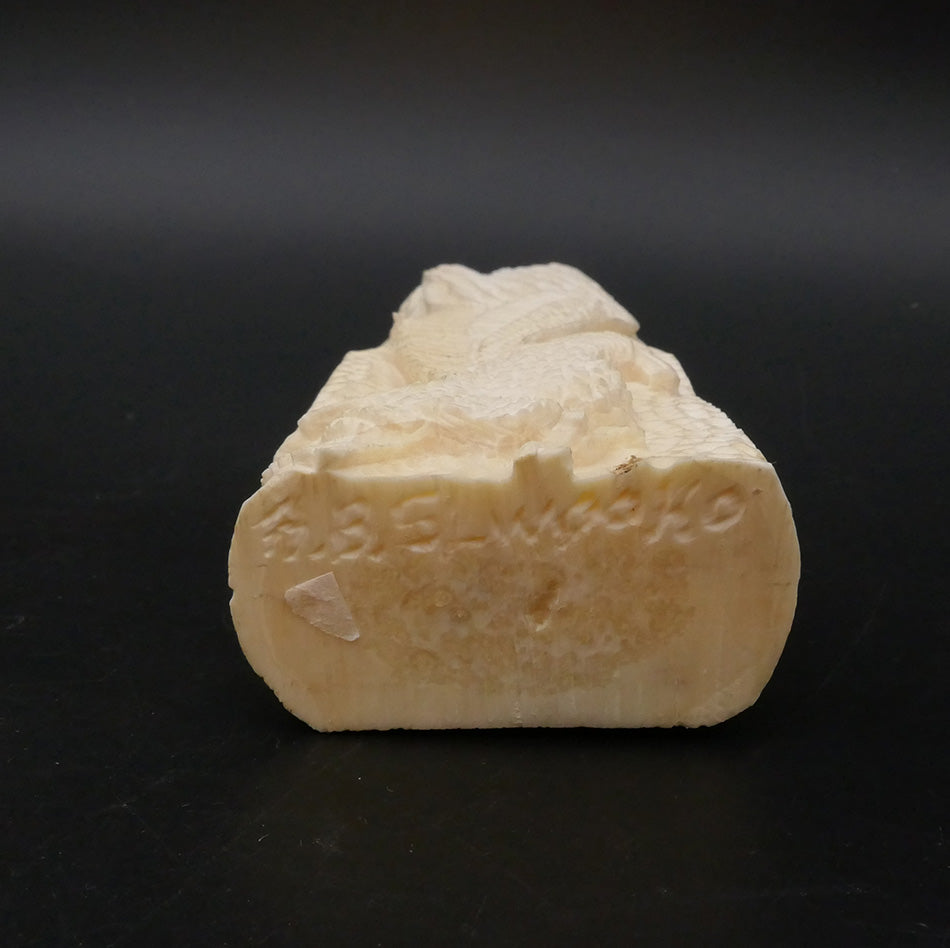 Archie Slwooko Impression of Alaska Bas Relief Walrus Tusk Eskimo Art