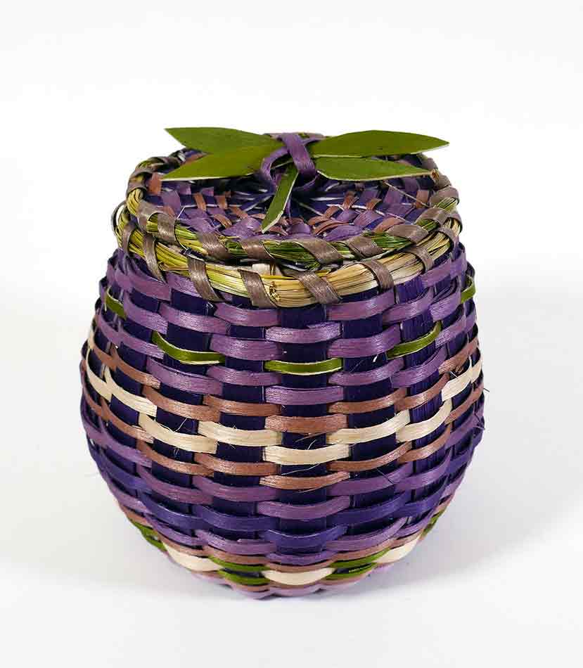 Wabanaki Pasamaquoddy Lydia Soctomah Ash and Sweetgrass Basket with Dragonfly