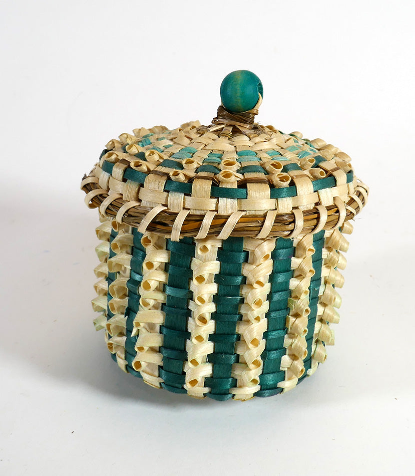 Wabanaki Art Amanda Ennis Maliseet Miniature Green/Brown Basket (Copy)