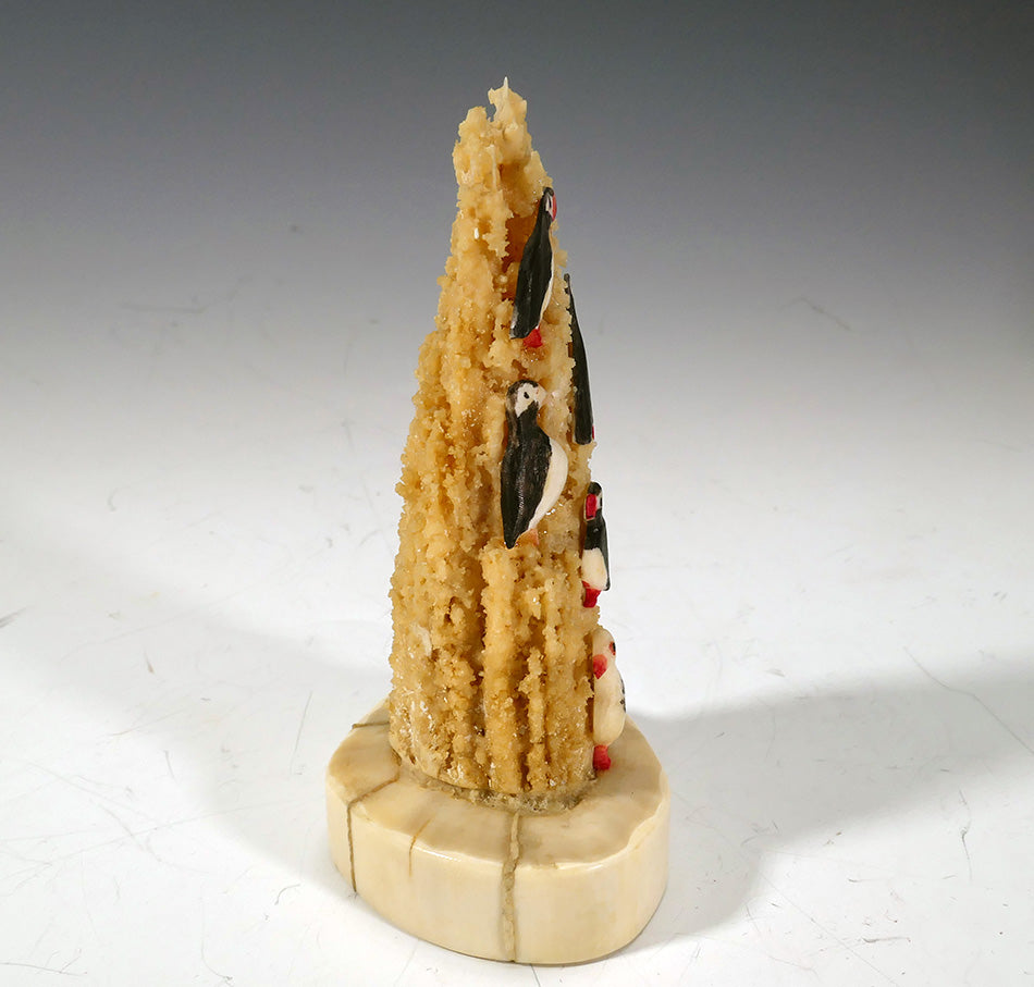 Inuit/Eskimo Alaskan Native Art Ivory Puffin Rookery
