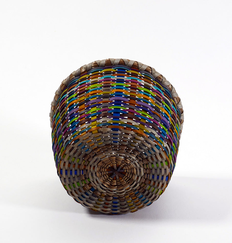 Colorful Fine Weave Wabanaki Basket Sarah Sockbeson Penobscot