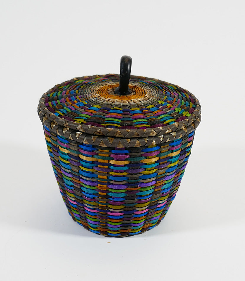 Colorful Fine Weave Wabanaki Basket Sarah Sockbeson Penobscot # 2