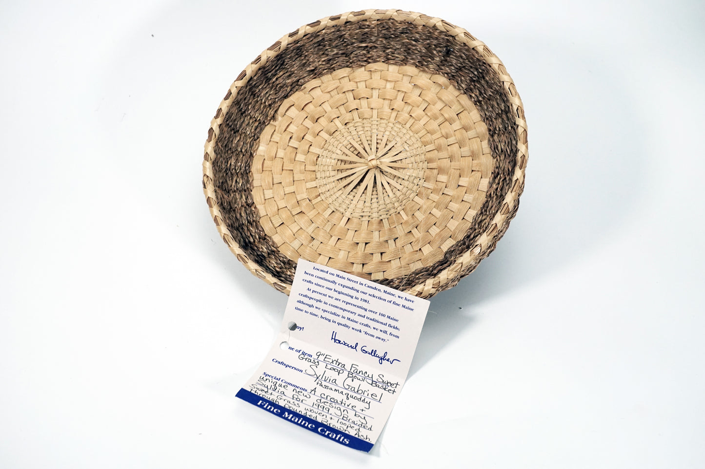 Passamaquoddy Master Basket Maker Sylvia Gabriel Loop Basket Wabanaki
