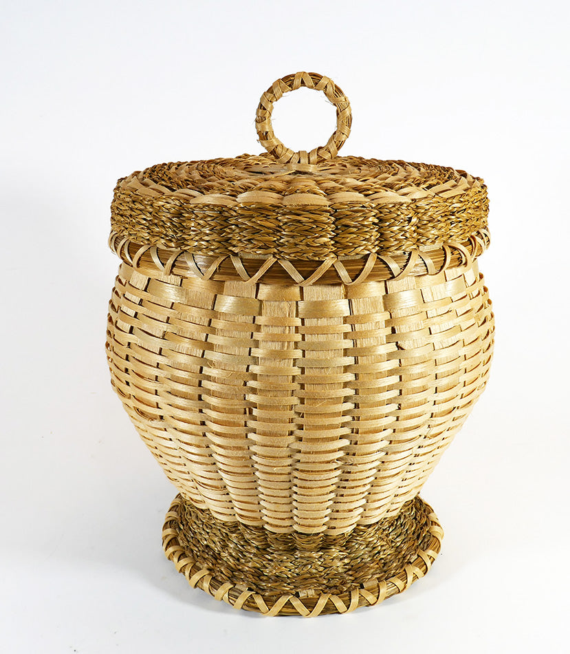 Theresa Neptune Gardner Passamaquoddy Footed Basket Wabanaki