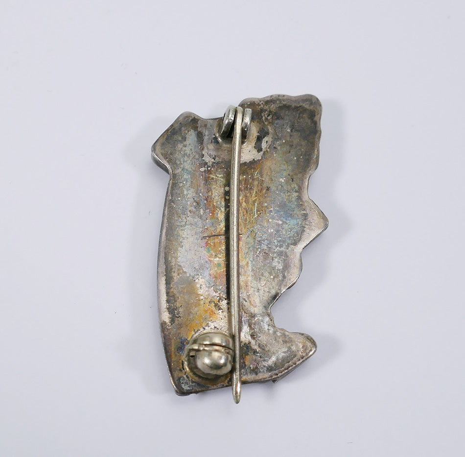 Native American Jewelry Vintage Silver Zuni Inlaid Rainbow Dancer Pin