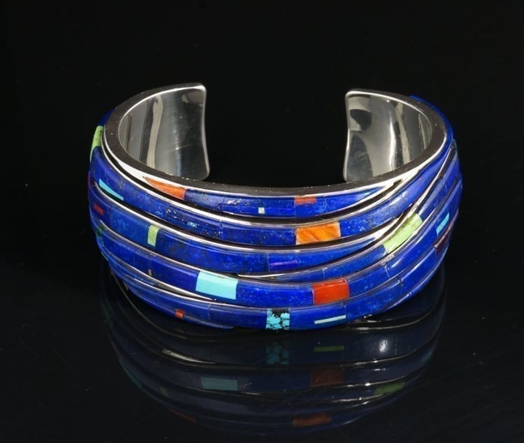 Earl-Plummer-inlaid-silver-bracelet