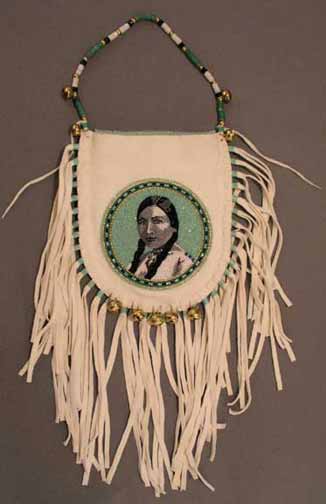 Native American Red Bird (Gertrude Simmons) Beaded Purse Mandan Artist Karen Beaver