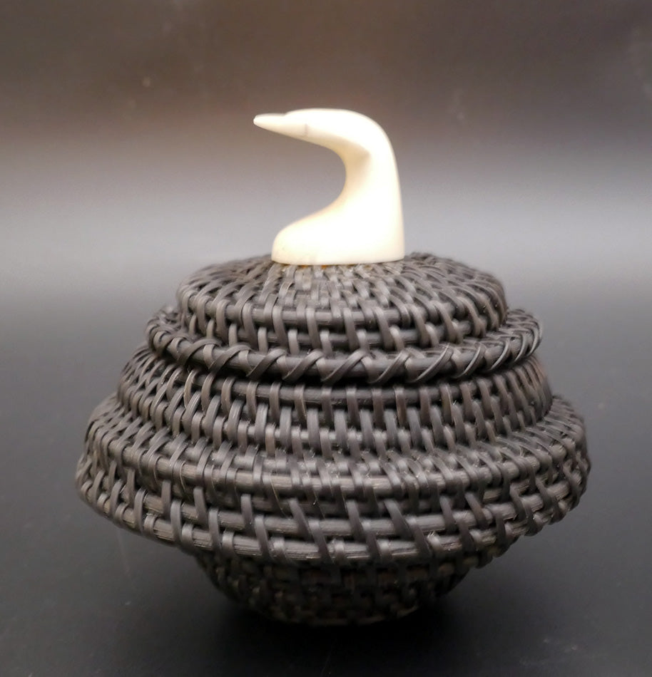 Alma Johnston Stepped Baleen Basket Alaskan Art