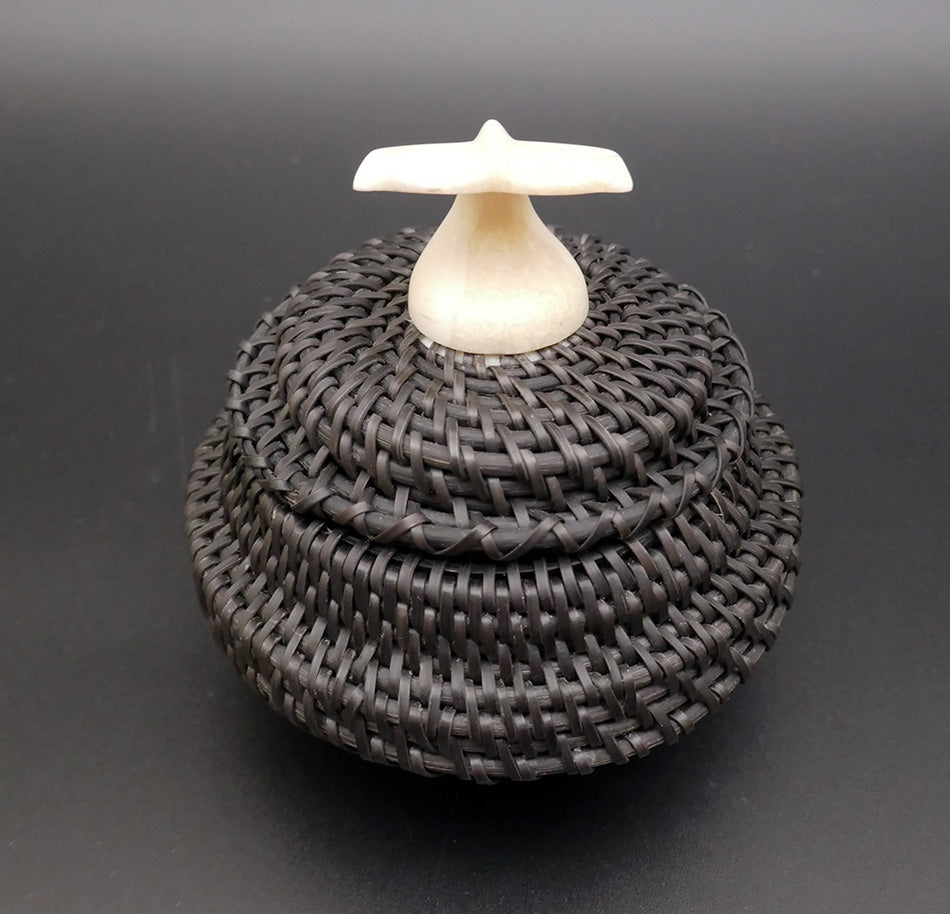 Alma Johnston Stepped Baleen Basket Alaskan Art