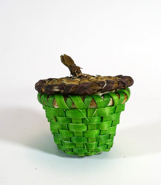 Wabanaki Art Amanda Ennis Maliseet Miniature Green/Brown Basket
