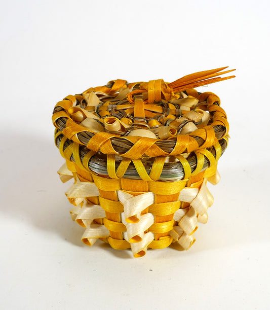 Wabanaki Art Amanda Ennis Maliseet Miniature Yellow/Orange Basket