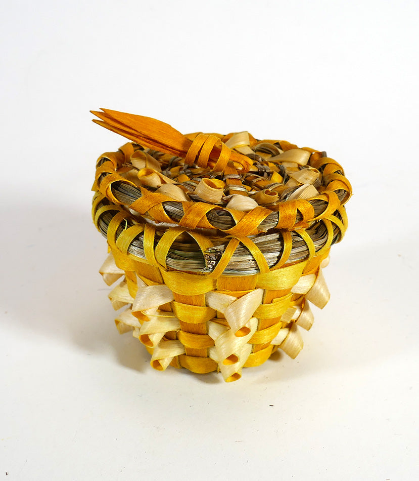 Wabanaki Art Amanda Ennis Maliseet Miniature Yellow/Orange Basket