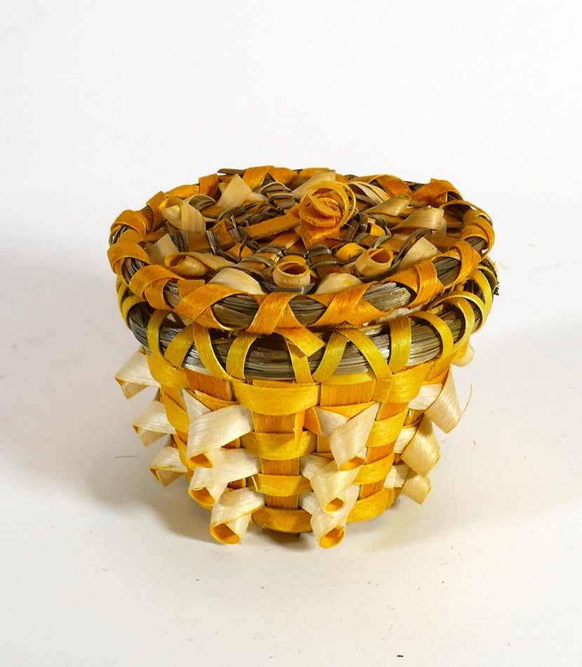Wabanaki Art Amanda Ennis Maliseet Miniature Yellow/Orange Basket