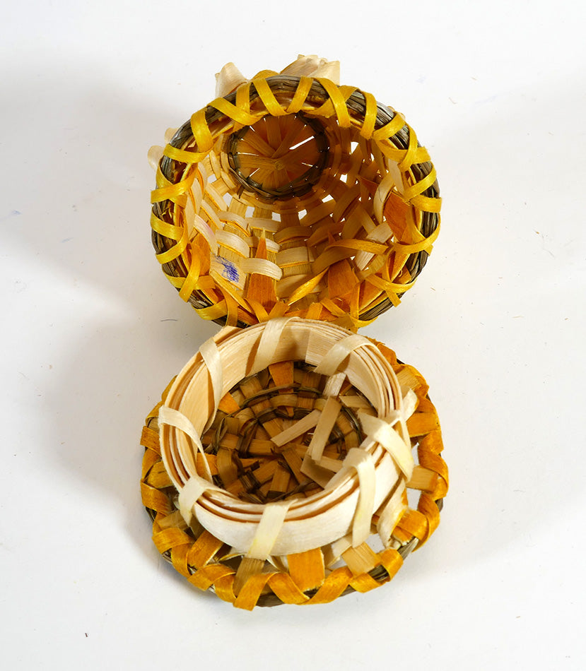 Wabanaki Art Amanda Ennis Maliseet Miniature Yellow/Orange Basket