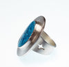 Sterling Silver & Oval Turquoise Navajo Ring Artist Amelia Joe-Chandler