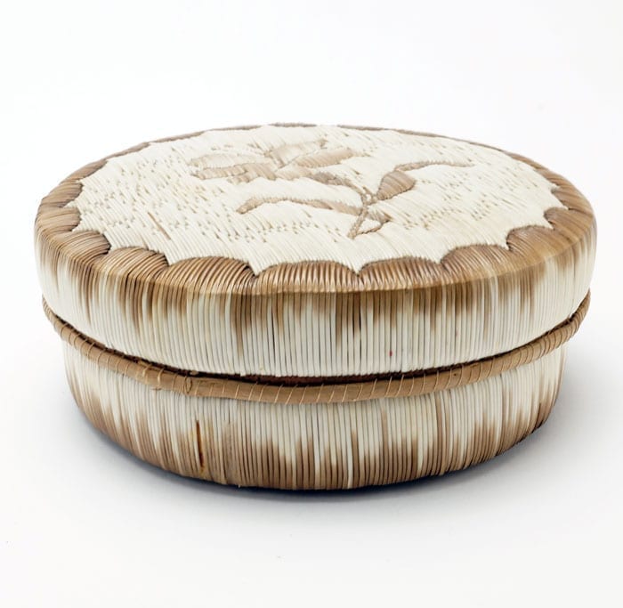 Anishinaabe Quilled Birch Bark Basket
