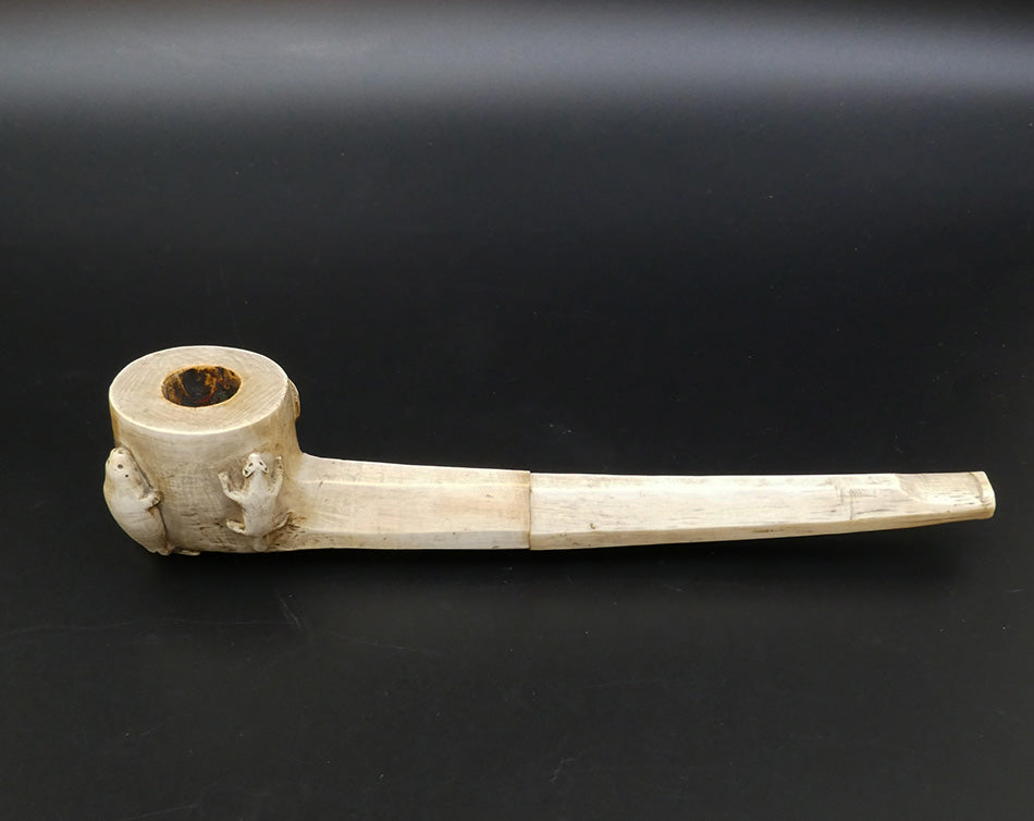 Antique Eskimo Carved Bone Pipe