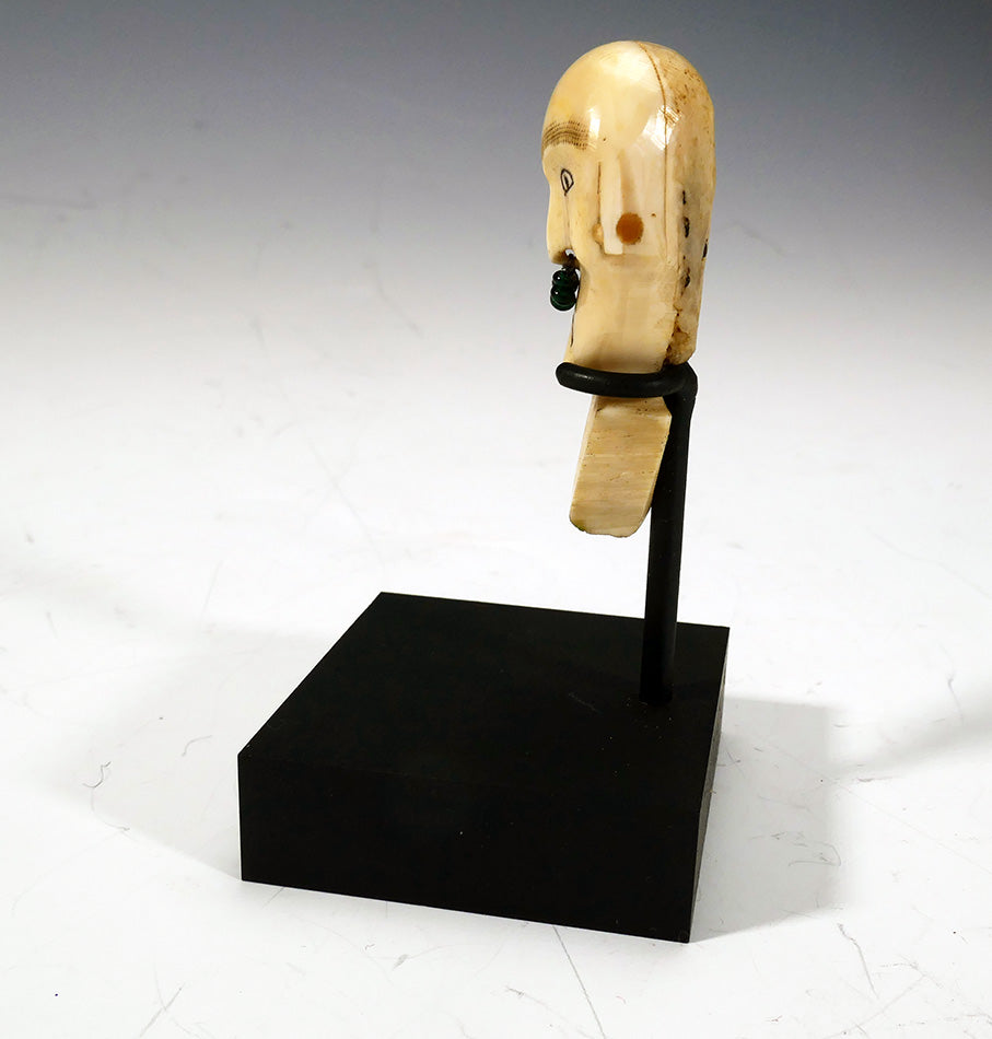 Antique Ivory Shaman Bust with Scrimshaw