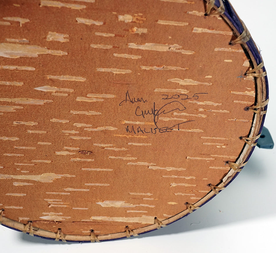 Maliseet Artist Aron Griffith Birch Bark Basket Dragonfly with Purple