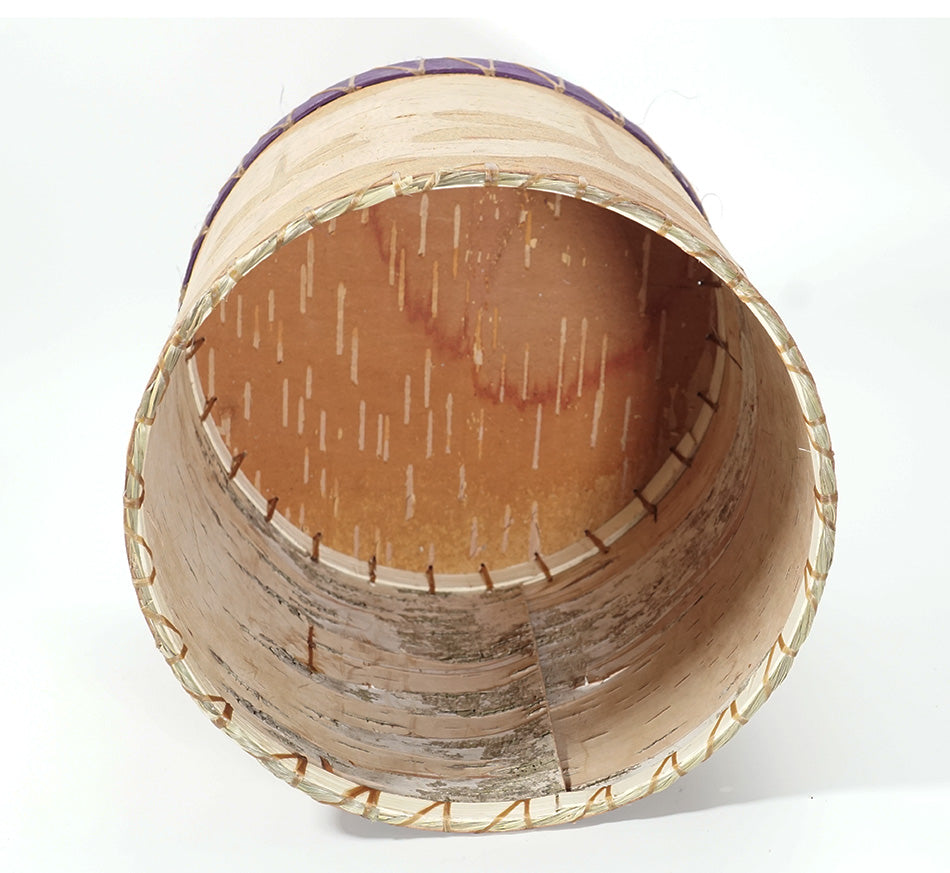 Maliseet Artist Aron Griffith Birch Bark Basket Dragonfly with Purple
