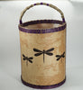 Maliseet Artist Aron Griffith Large Birch Bark Basket with Purple