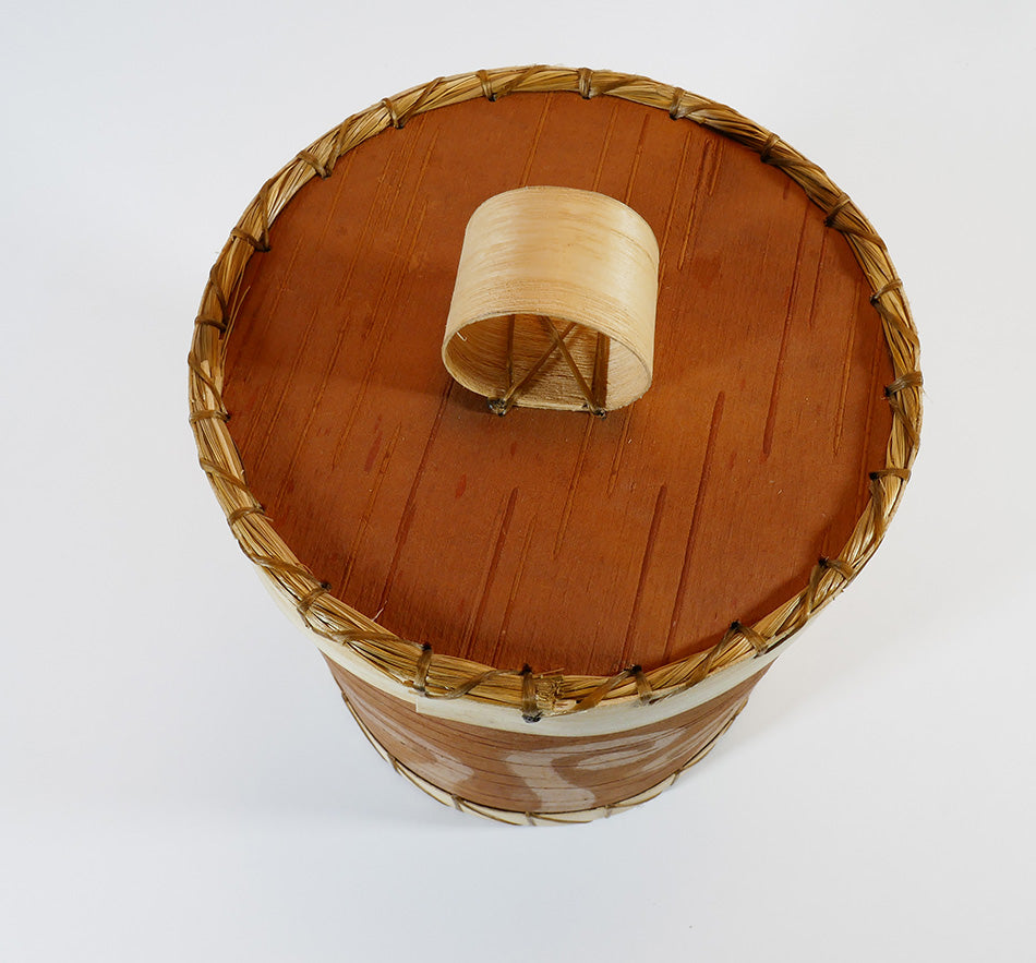 Maliseet Artist Aron Griffith Birch Bark Basket with Etched Fiddlehead Ferns