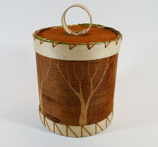 Maliseet Artist Aron Griffith Birch Bark Basket with Etched Flowers (Copy)