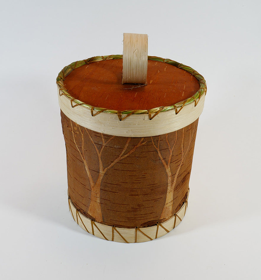 Maliseet Artist Aron Griffith Birch Bark Basket with Etched Flowers (Copy)