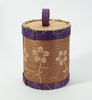 Maliseet Artist Aron Griffith Small Floral Birch Bark Basket with Purple