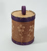 Maliseet Artist Aron Griffith Small Floral Birch Bark Basket with Purple