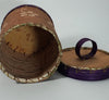 Maliseet Artist Aron Griffith Small Floral Birch Bark Basket with Purple