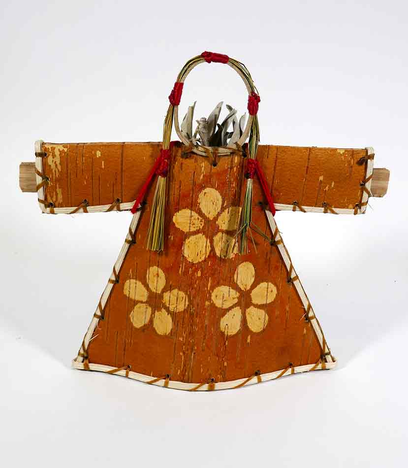 Maliseet Artist Aron Griffith Birch Bark Mother Earth Effigy Basket Floral Design Wabanaki