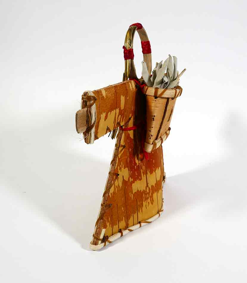 Maliseet Artist Aron Griffith Birch Bark Mother Earth Effigy Basket Floral Design Wabanaki