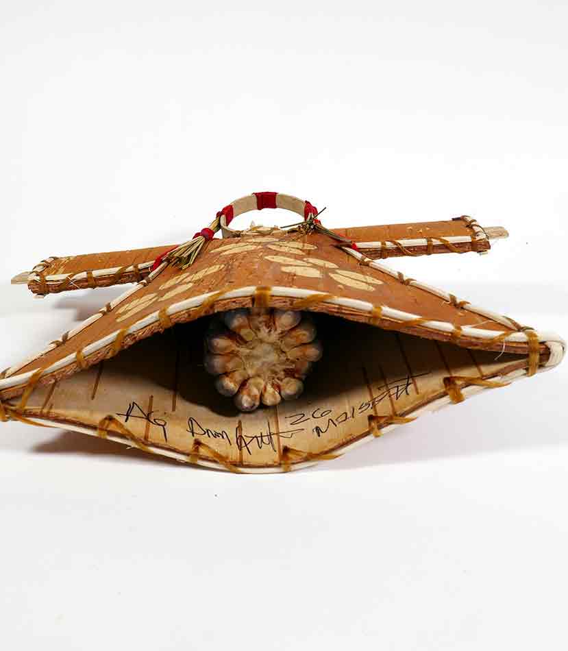 Maliseet Artist Aron Griffith Birch Bark Mother Earth Effigy Basket Floral Design Wabanaki