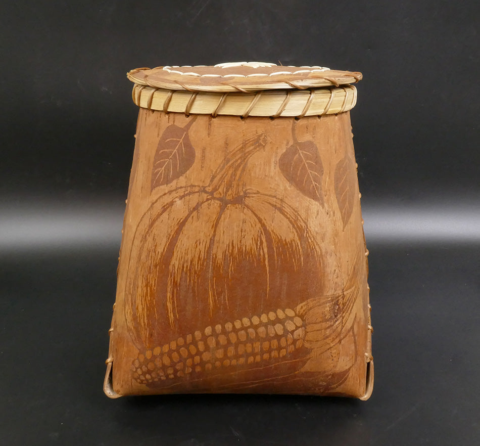 Barry Dana Penobscot Covered Incised Birch Bark Basket