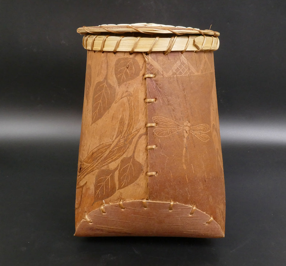Barry Dana Penobscot Covered Incised Birch Bark Basket