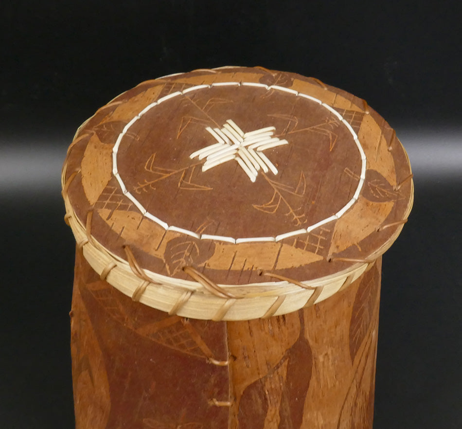 Barry Dana Penobscot Covered Incised Birch Bark Basket