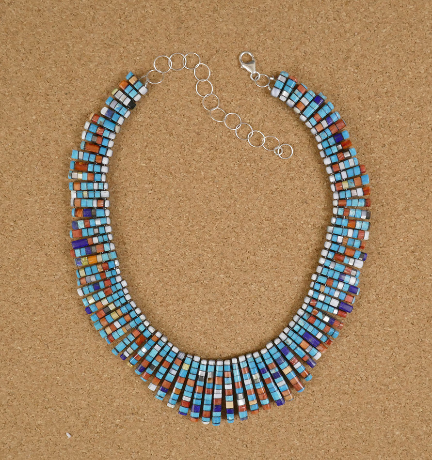 San Felipe Reversible Mosaic Necklace Charlene Sanchez Reano Native American Jewelry