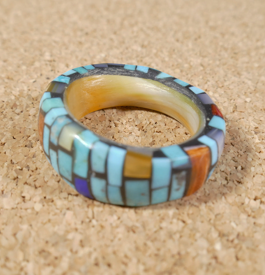 San Felipe Native American Jewelry Charlene Sanchez Reano Mosaic Shell Ring