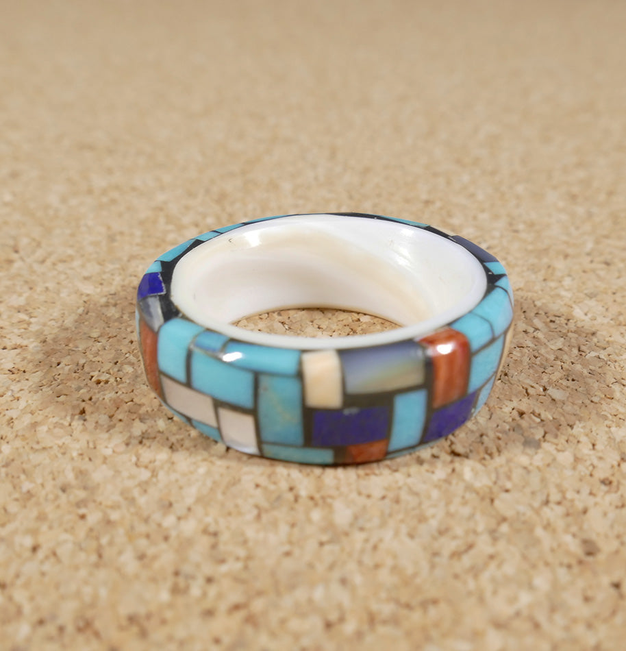 San Felipe Native American Jewelry Charlene Sanchez Reano Mosaic Shell Ring
