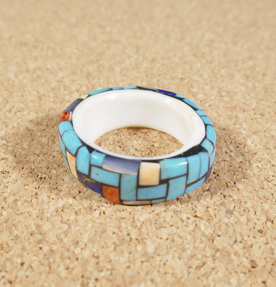 San Felipe Native American Jewelry Charlene Sanchez Reano Mosaic Shell Ring