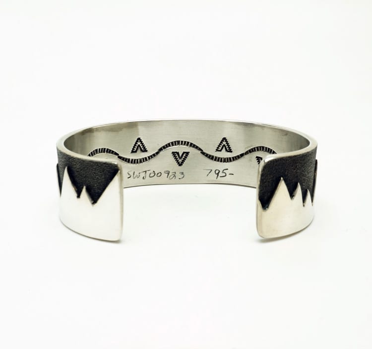 Chris Pruitt Sterling Silver & Coral Mountain Laguna Pueblo Bracelet