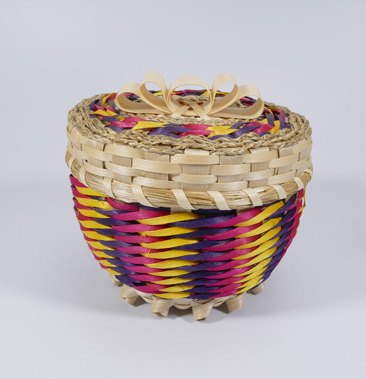 Clara Keezer Passamaquoddy Tricolor Basket Wabanaki