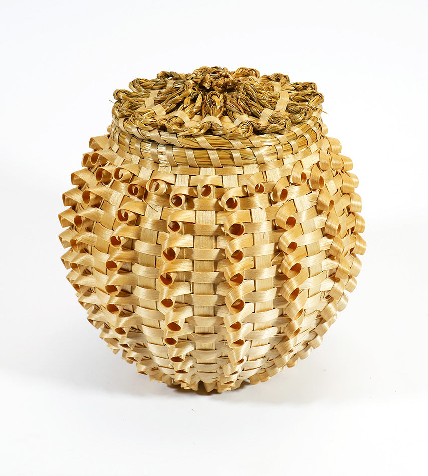 Clara Keezer Passamaquoddy Barrel Basket Wabanaki