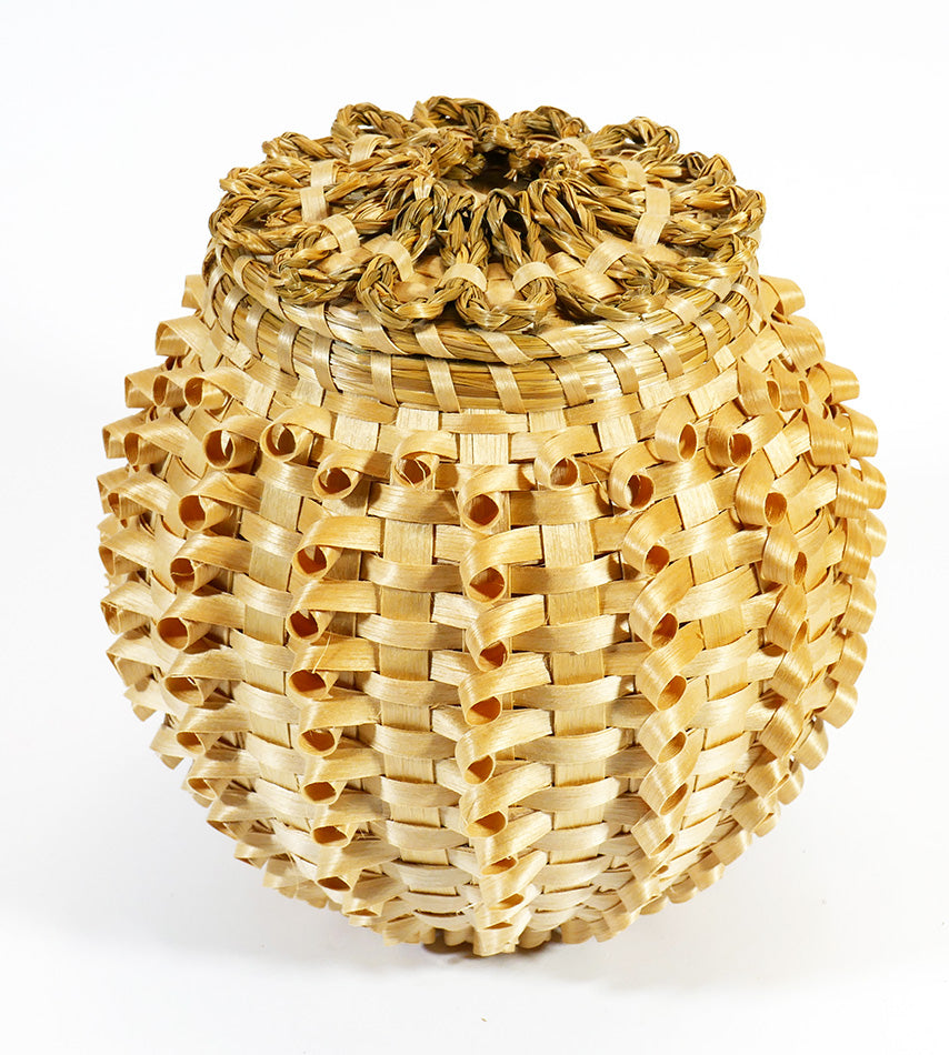 Clara Keezer Passamaquoddy Barrel Basket Wabanaki