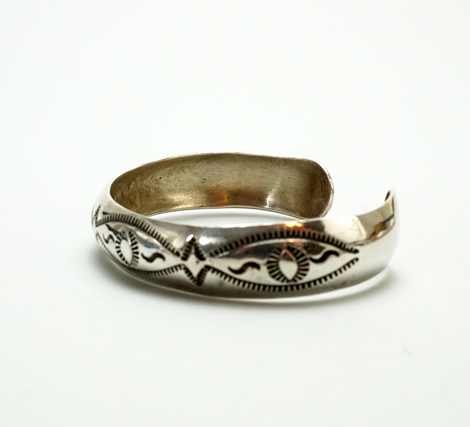 Vintage Native American Jewelry Stamped Sterling Silver Navajo Bracelet